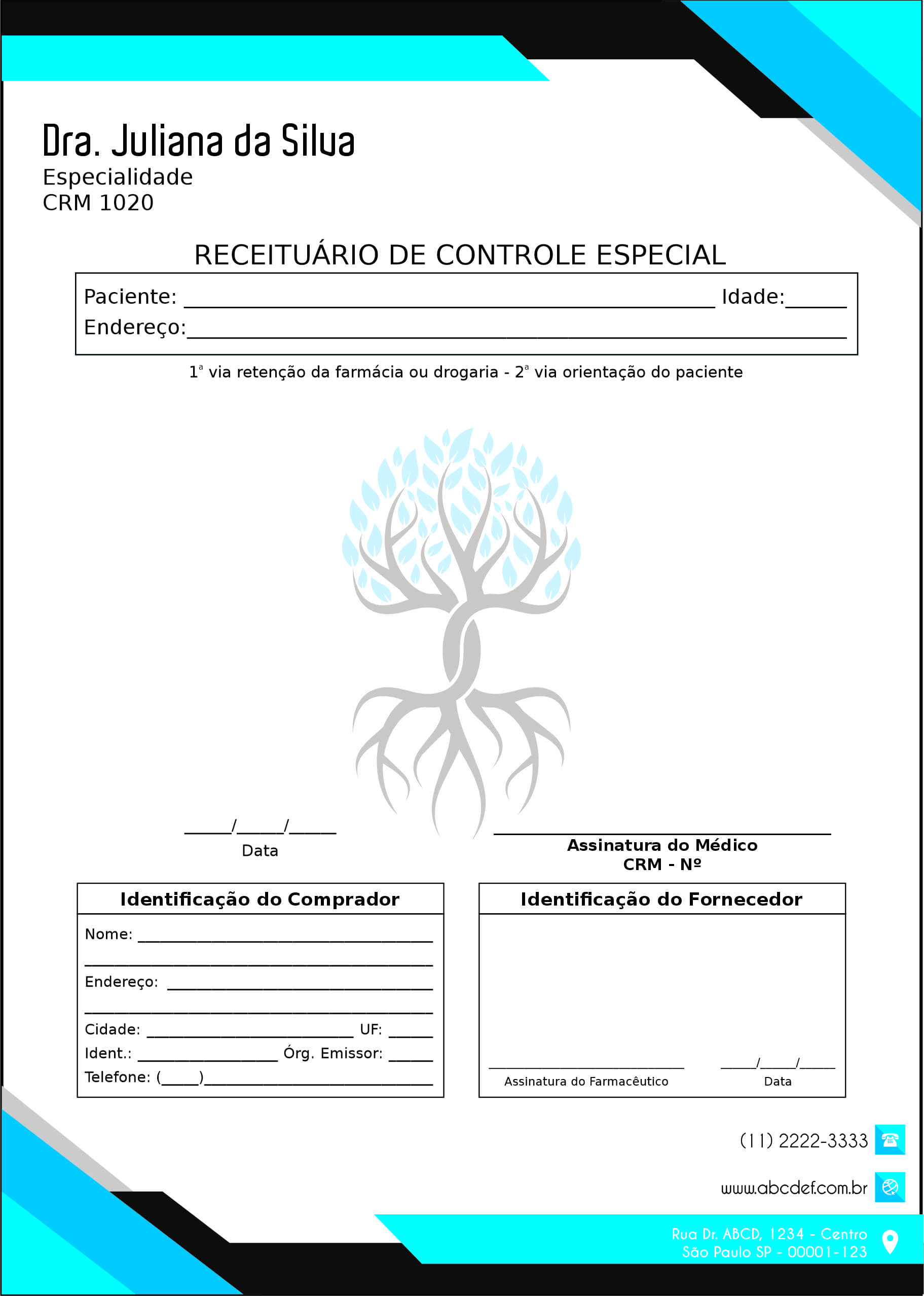 Receituário de Controle Especial Angiologia e Vascular Namur