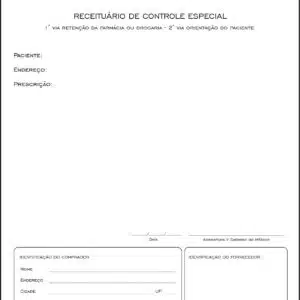 Receituário de Controle Especial Cardiologista Amsterdam