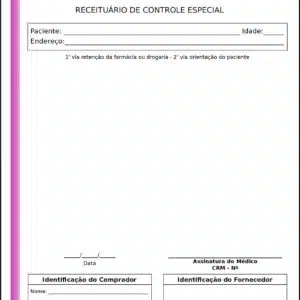 Receituário de Controle Especial Cardiologista Breda
