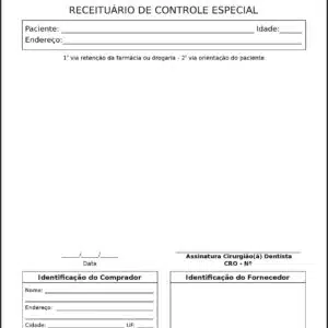 Receituário de Controle Especial Odontologia Lille