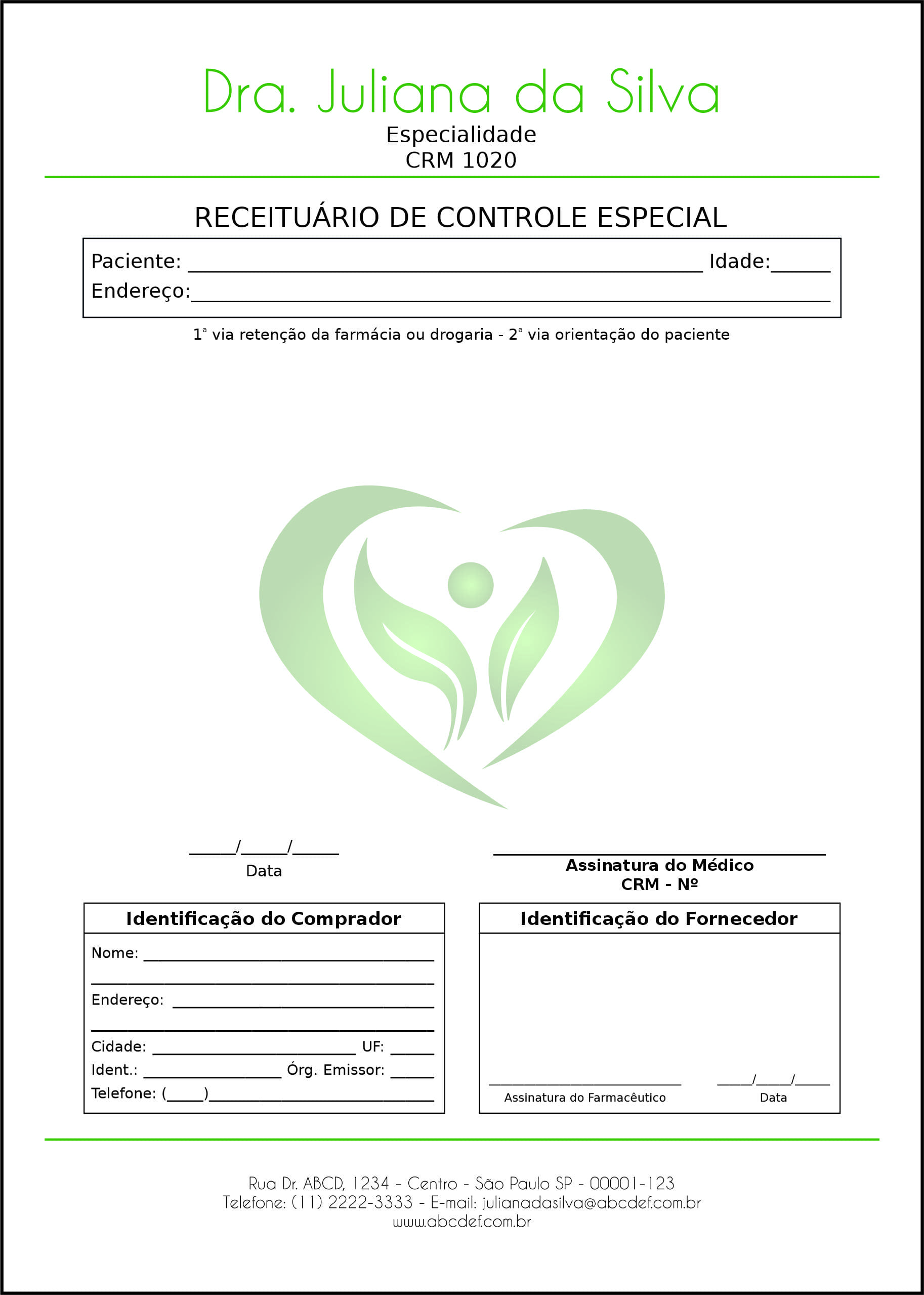 Receituário de Controle Especial Endocrinologia Winnipeg