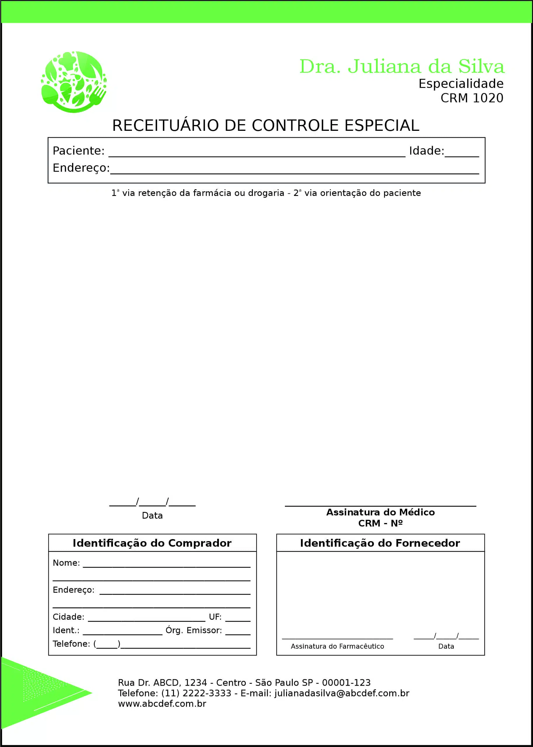 Receituário de Controle Especial Endocrinologia Quebec