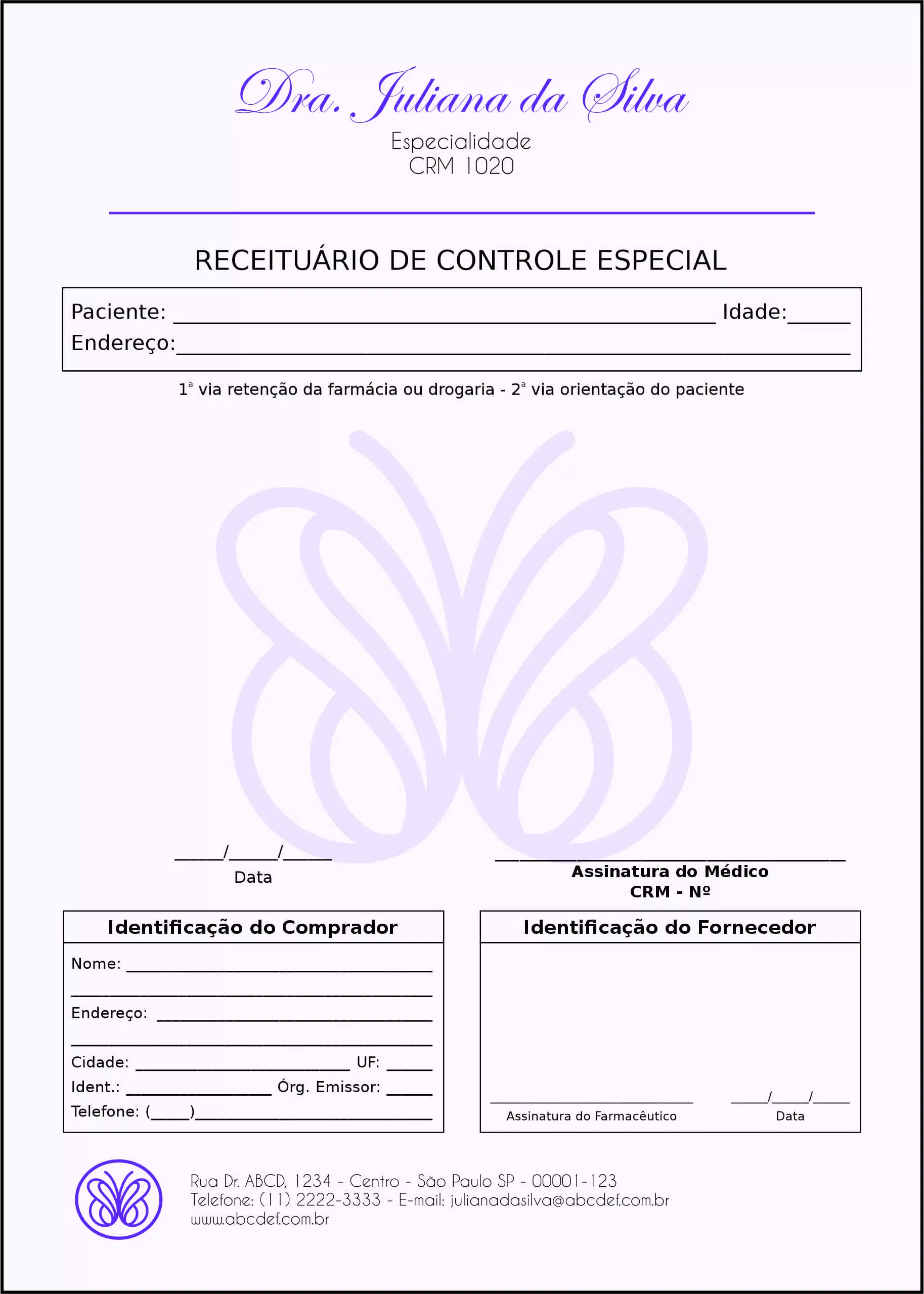 Receituário de Controle Especial Endocrinologia Toronto
