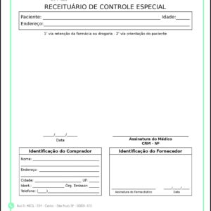 Receituário de Controle Especial Endocrinologia Vancouver