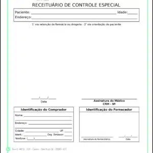 Receituário de Controle Especial Endocrinologia Vancouver