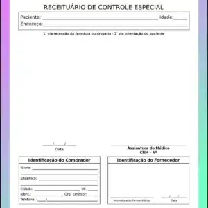 Receituário de Controle Especial Endocrinologia Victoria