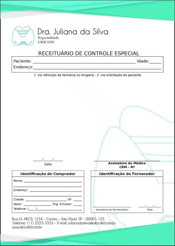 Receituário de Controle Especial Endocrinologista Montreal Receituário de Controle Especial Endocrinologista Montreal