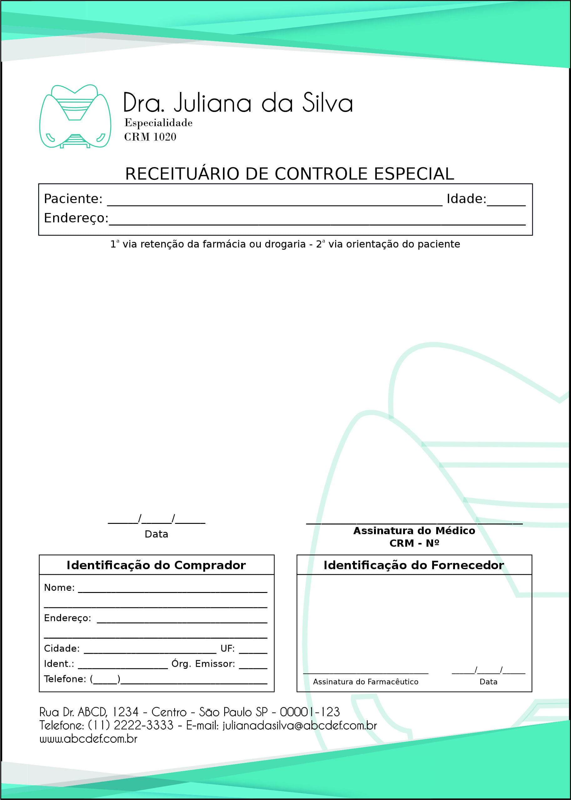 Receituário de Controle Especial Endocrinologista Montreal