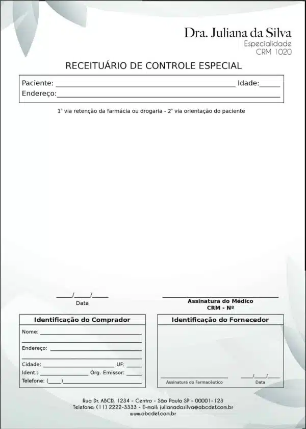 Receituário de Controle Especial Clínica Geral Faium Receituário de Controle Especial Clínica Geral Faium