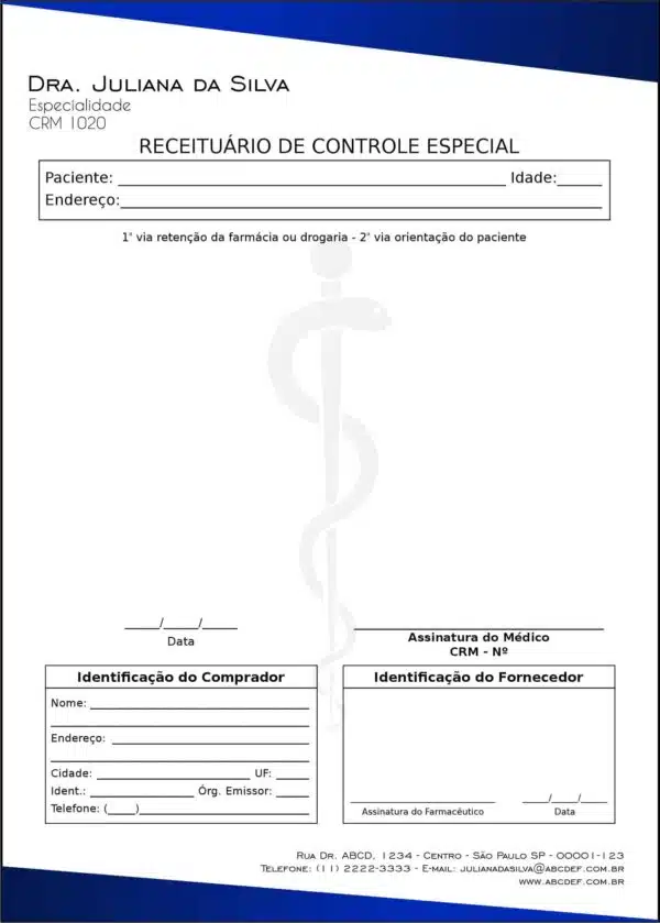 Receituário de Controle Especial Clínica Geral Latópolis Receituário de Controle Especial Clínica Geral Latópolis