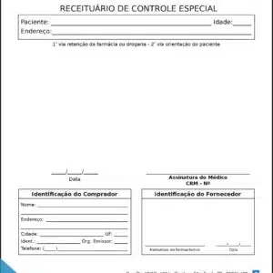 Receituário de Controle Especial Clínica Geral Dahab