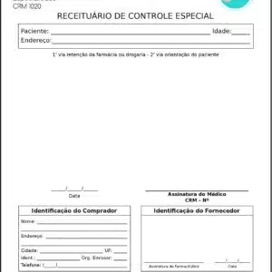 Receituário de Controle Especial Geriatria Sari