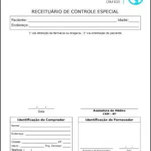 Receituário de Controle Especial Geriatria Xiraz