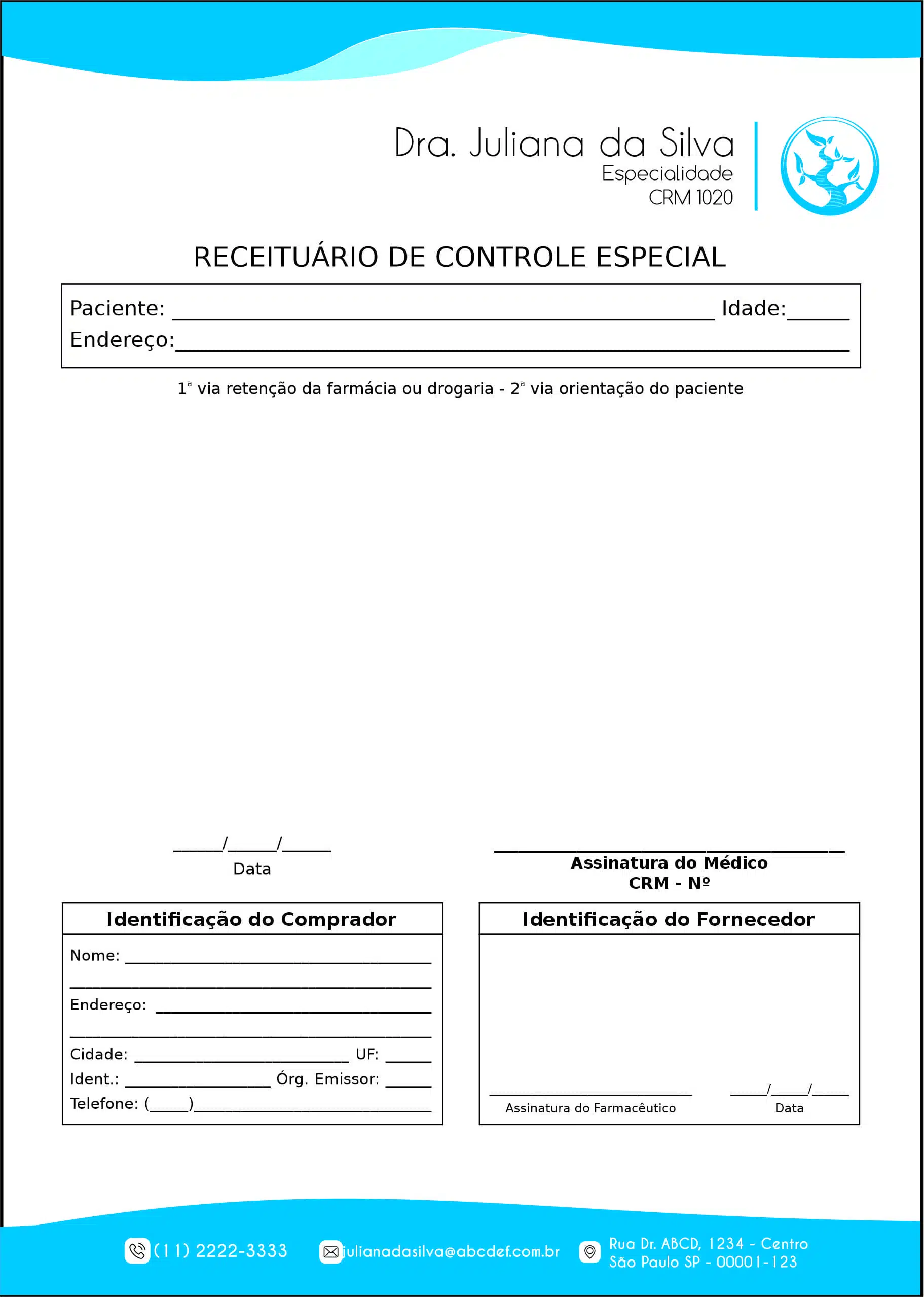 Receituário de Controle Especial Geriatria Xiraz