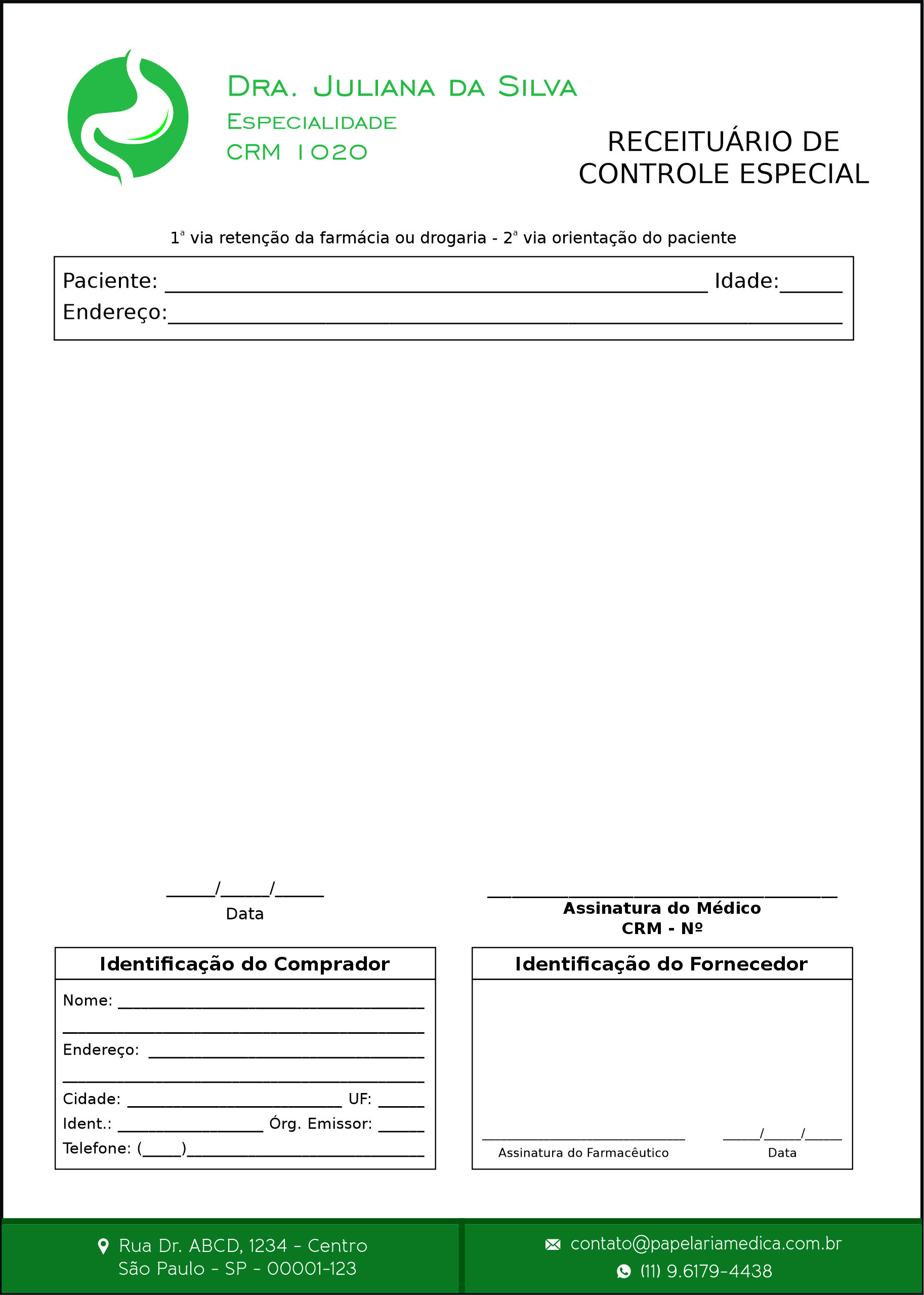 Receituário de Controle Especial Gastroenterologia Omsk
