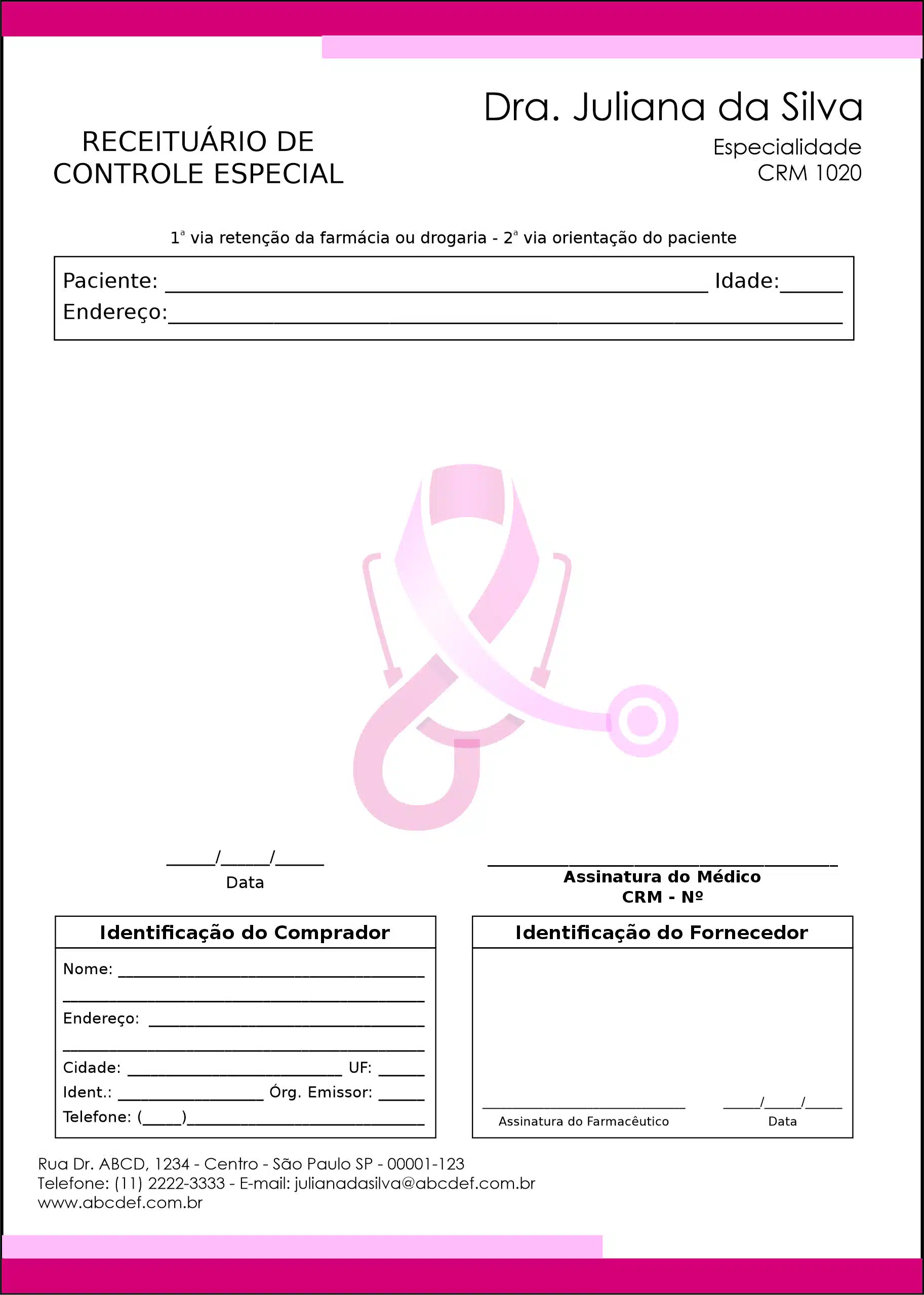 Receituário de Controle Especial Oncologia Osaka