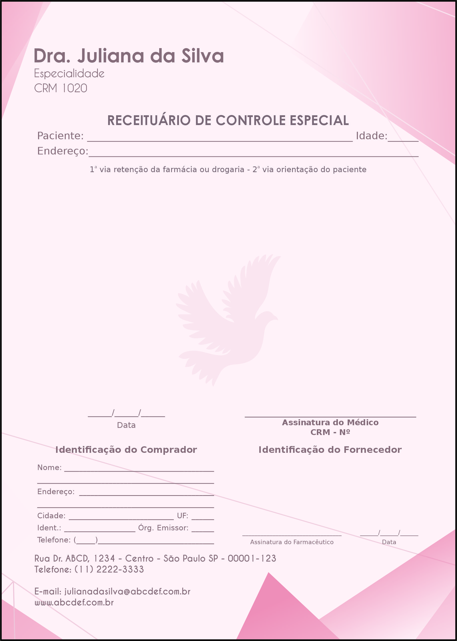 Receituário de Controle Especial Oncologia Tóquio