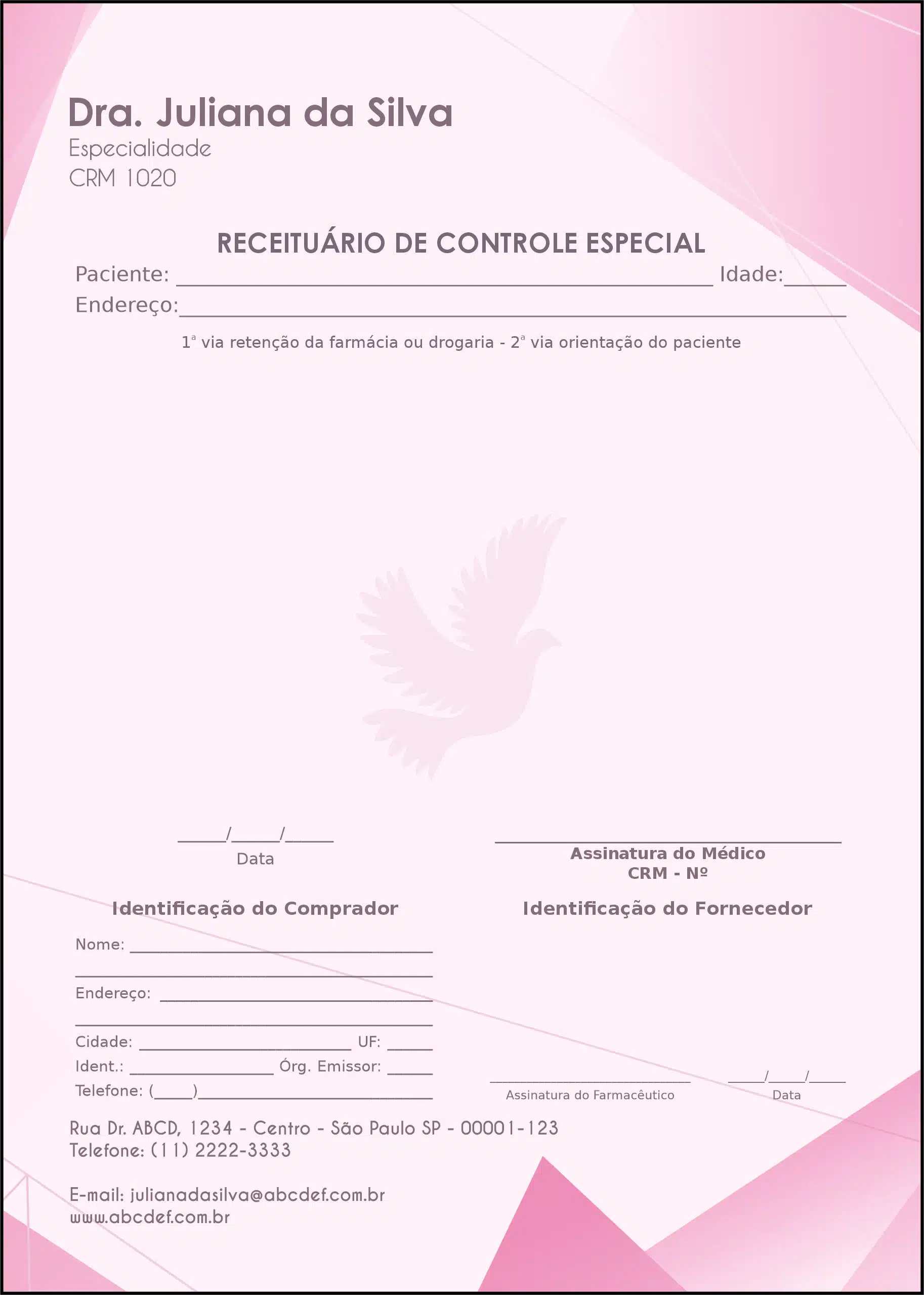 Receituário de Controle Especial Oncologia Tóquio