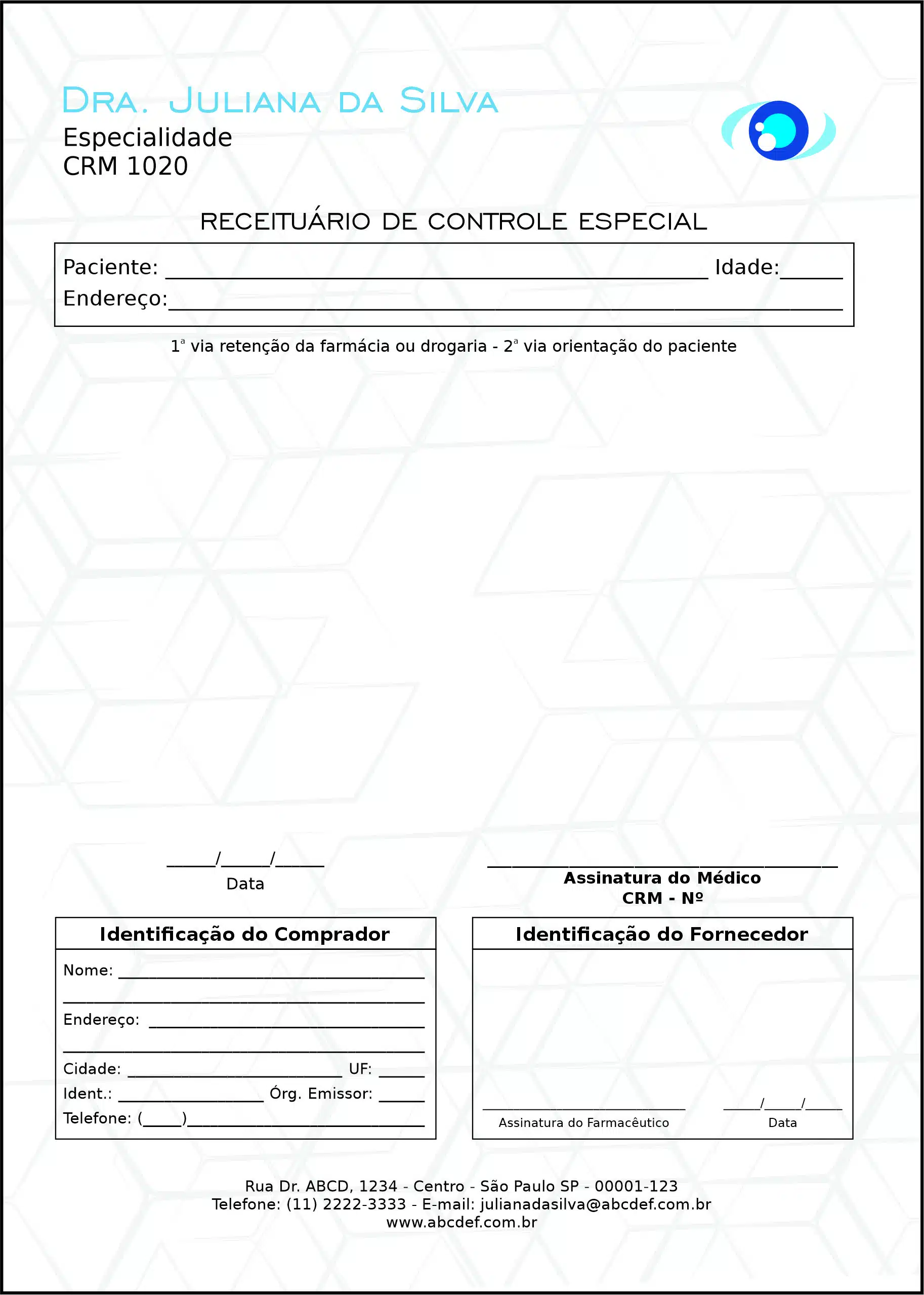 Receituário de Controle Especial Oftalmologia Helsingborg