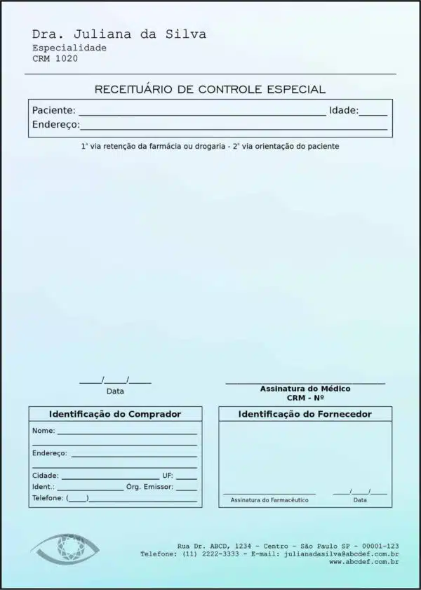 Receituário de Controle Especial Oftalmologia Kiruna Receituário de Controle Especial Oftalmologia Kiruna