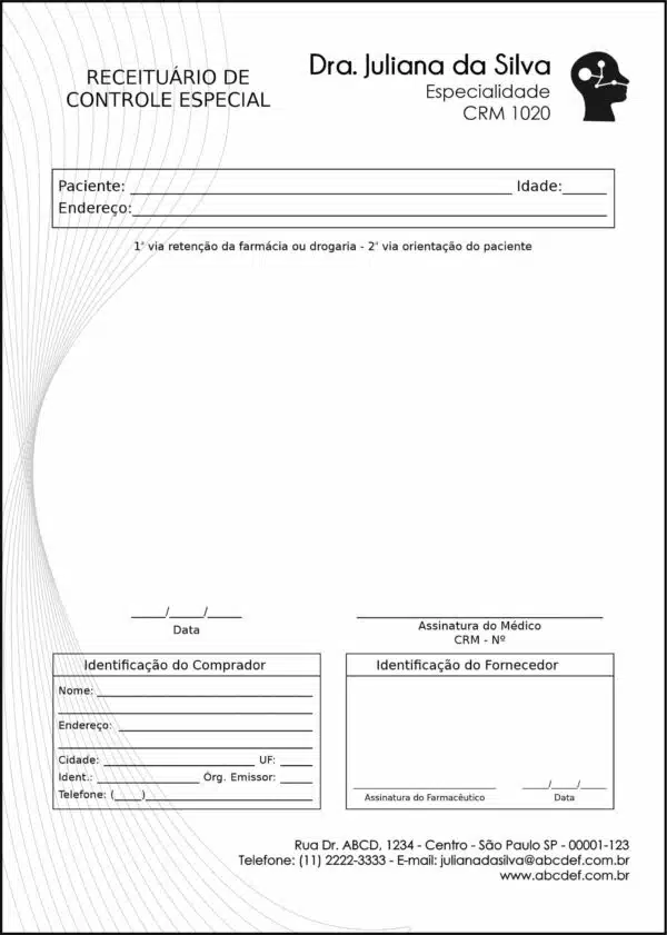 Receituário de Controle Especial Otorrinolaringologia Valencia Receituário de Controle Especial Otorrinolaringologia Valencia
