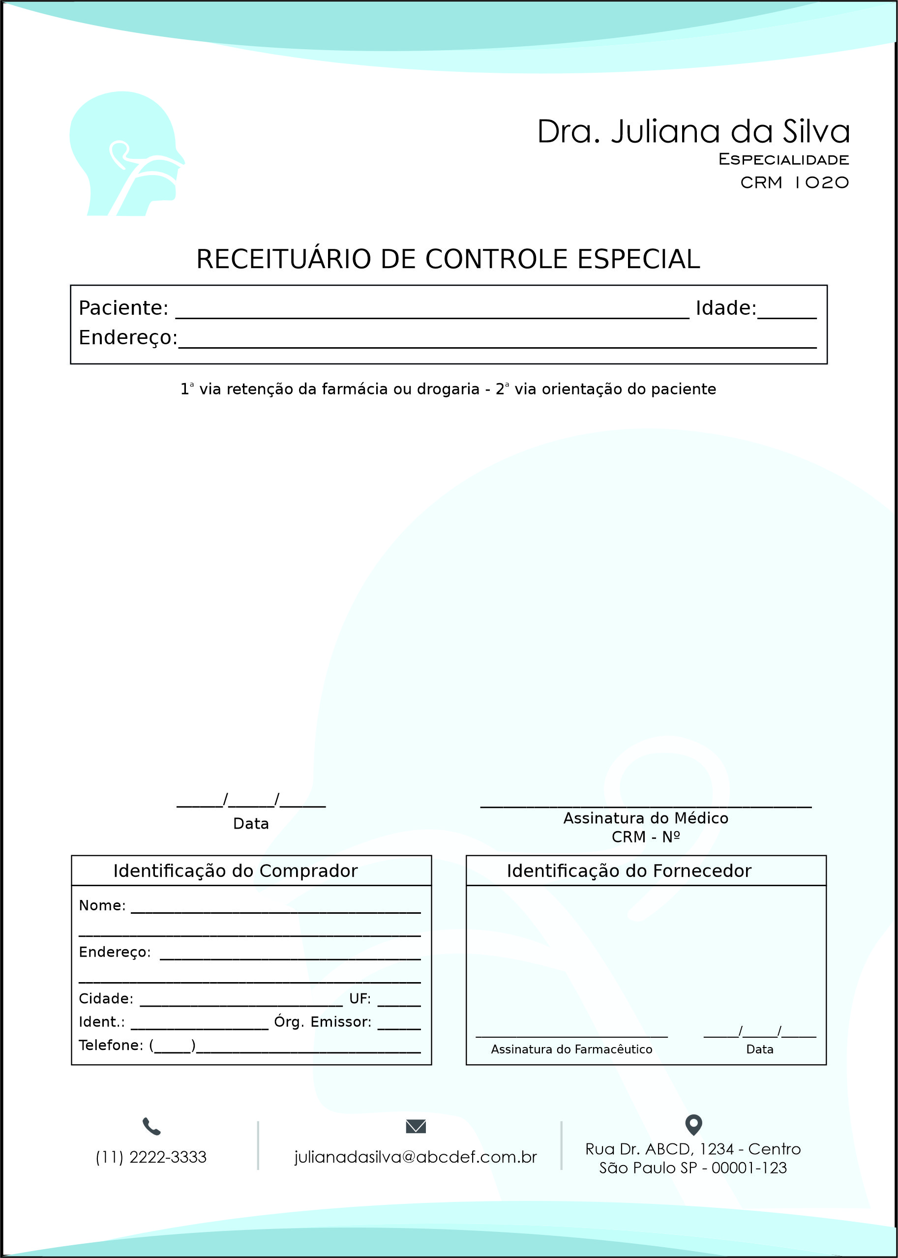 Receituário de Controle Especial Otorrinolaringologia Madrid