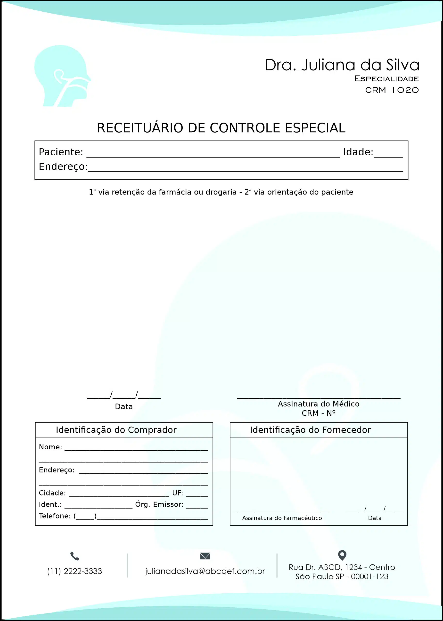Receituário de Controle Especial Otorrinolaringologia Madrid