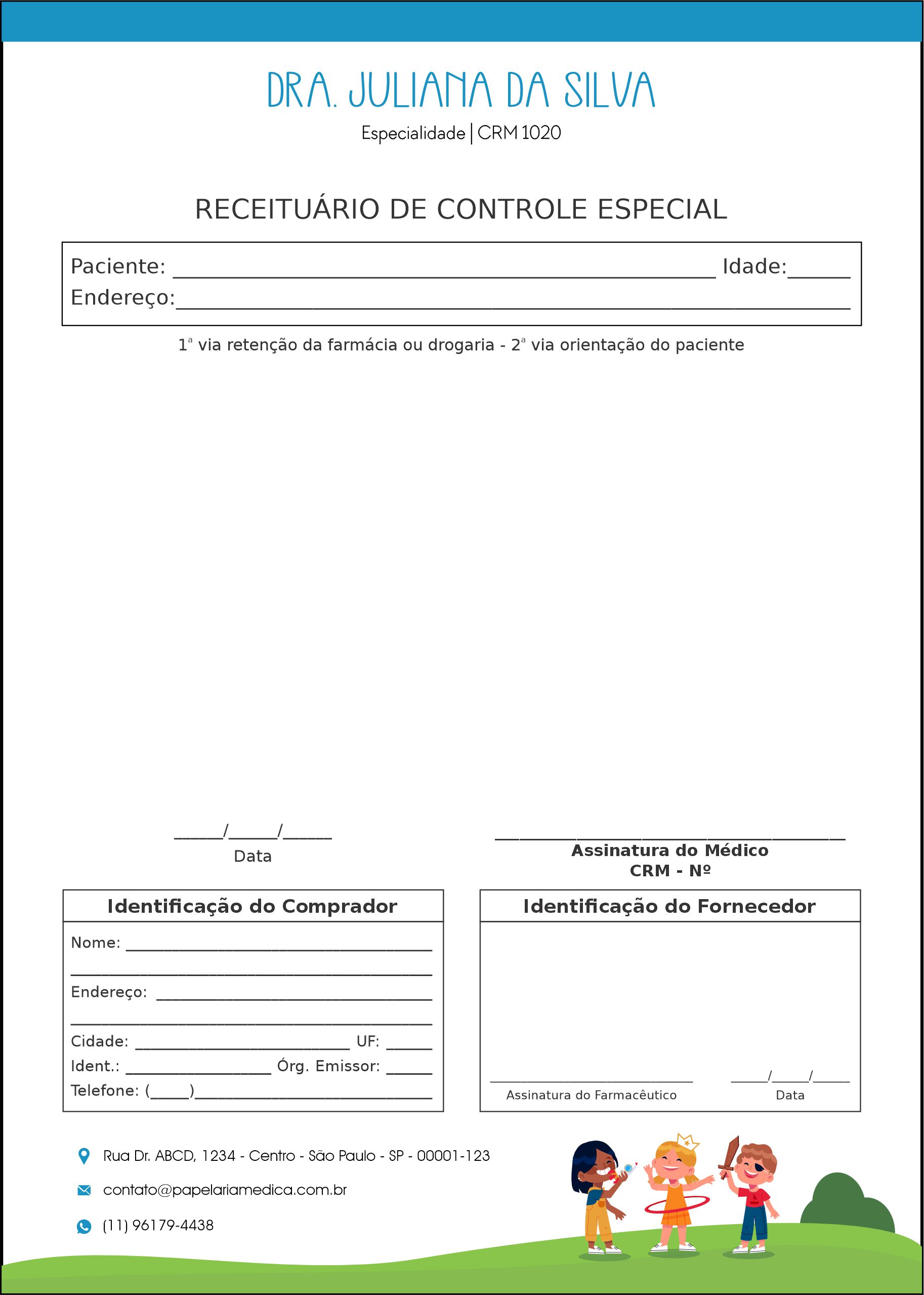 Receituário de Controle Especial Pediatra Toruń