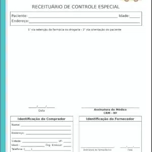 Receituário de Controle Especial Pediatra Katovice