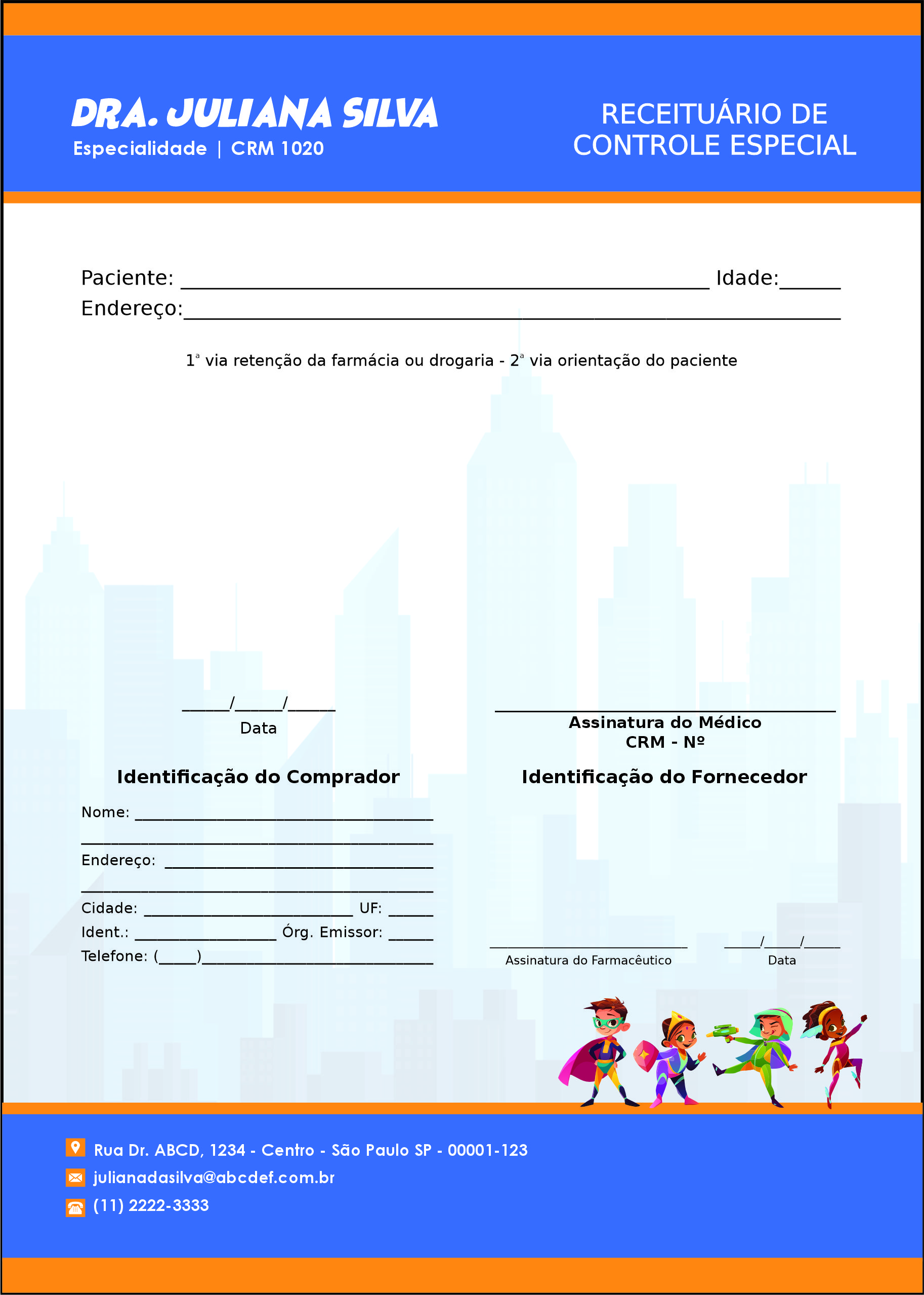 Receituário de Controle Especial Pediatra Radom