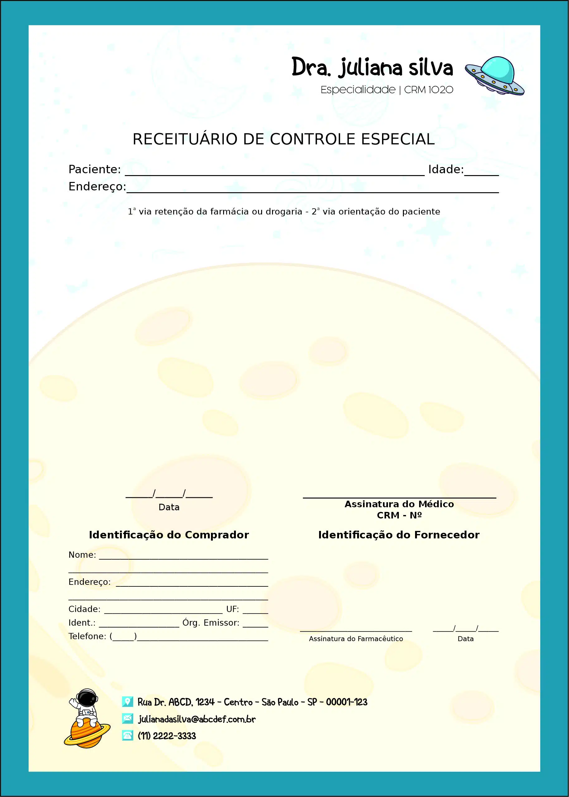 Receituário de Controle Especial Pediatra Bytom