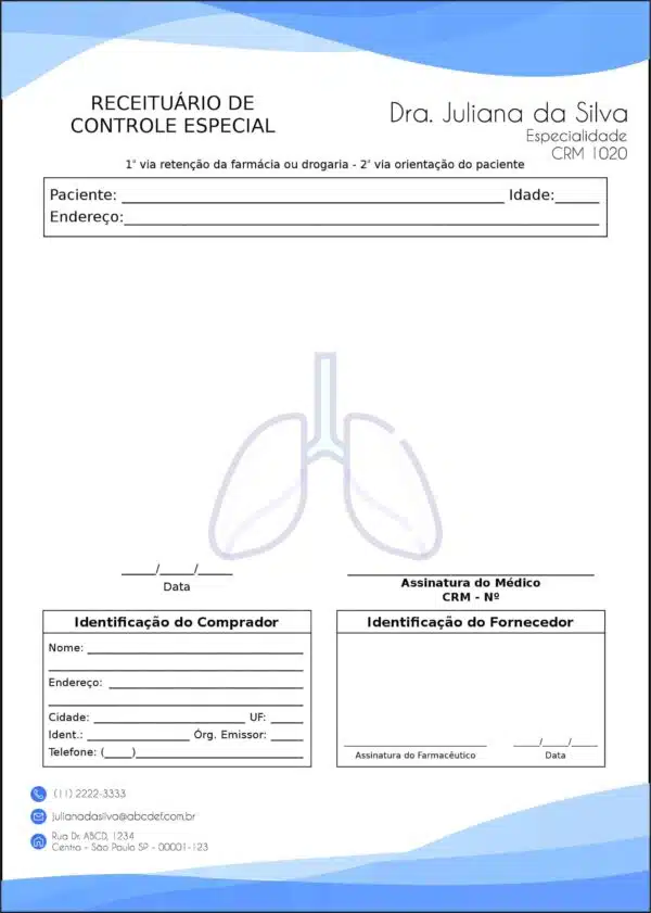 Receituário de Controle Especial Pneumologia Horsens Receituário de Controle Especial Pneumologia Horsens