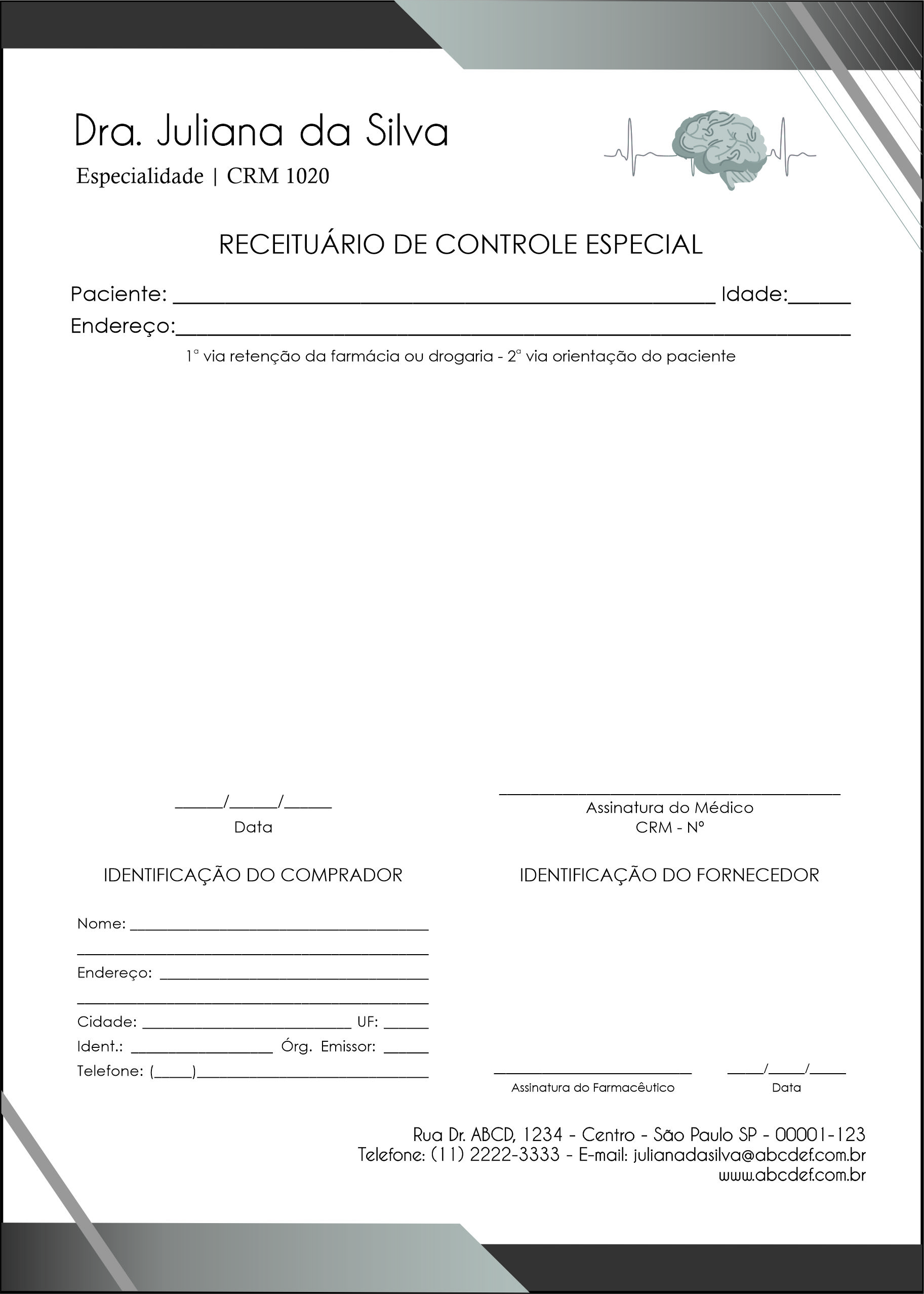 Receituário de Controle Especial Kiel