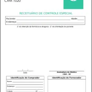 Receituário de Controle Especial Urologia Lisboa