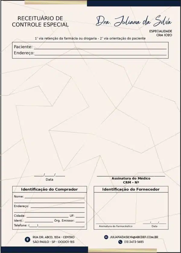 Receituário de Controle Especial Dermatologista Brighton Receituário de Controle Especial Dermatologista Brighton