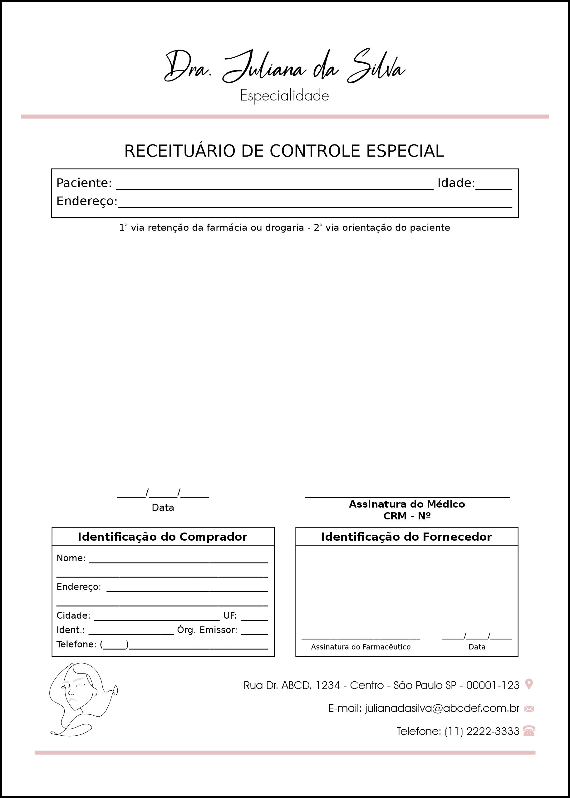 Receituário de Controle Especial Dermatologista Derby
