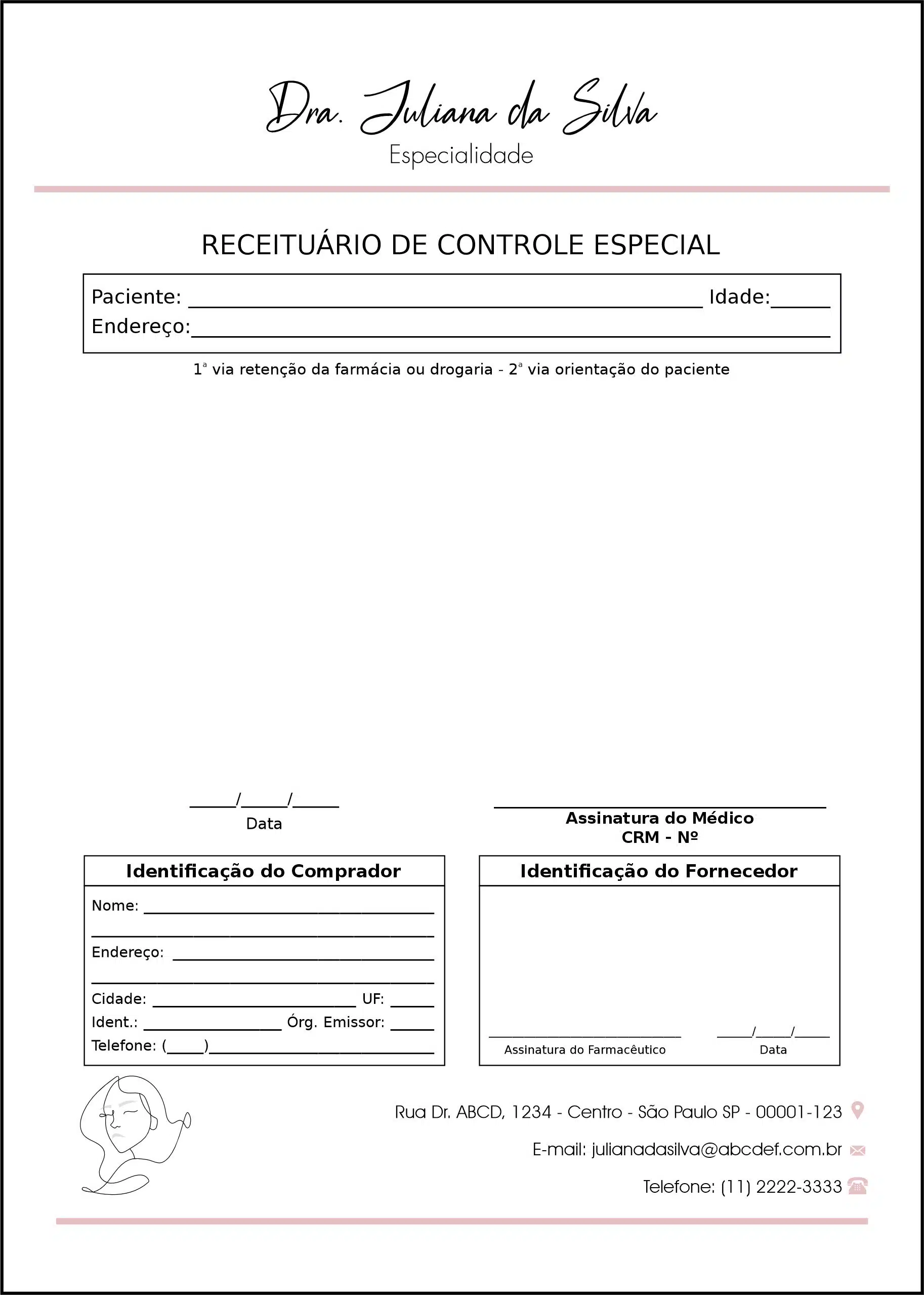 Receituário de Controle Especial Dermatologista Derby