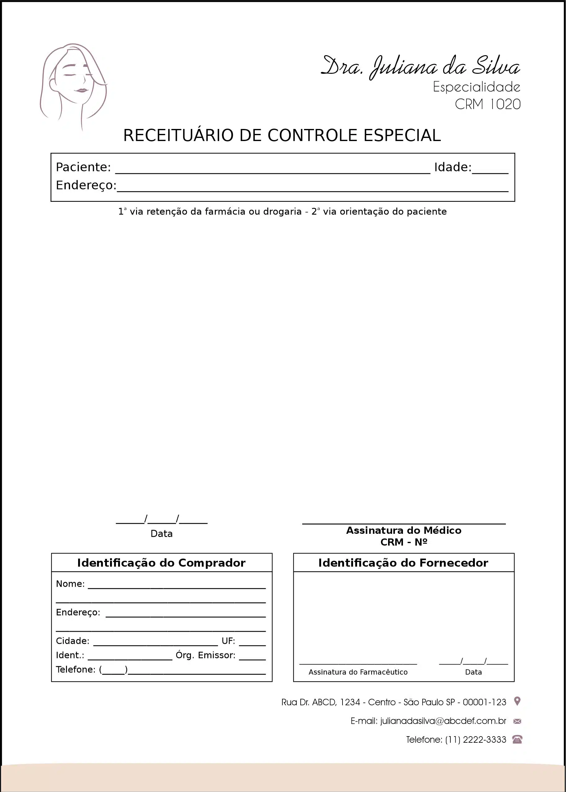 Receituário de Controle Especial Dermatologista Leeds