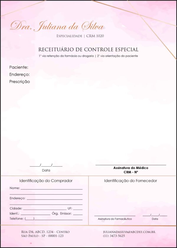 Receituário de Controle Especial Dermatologista Cambridge Receituário de Controle Especial Dermatologista Cambridge