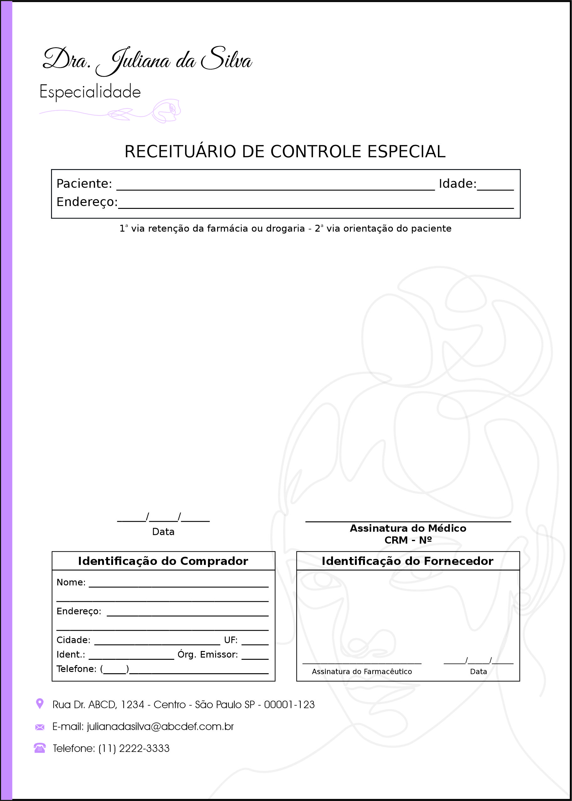 Receituário de Controle Especial Dermatologista Liverpool
