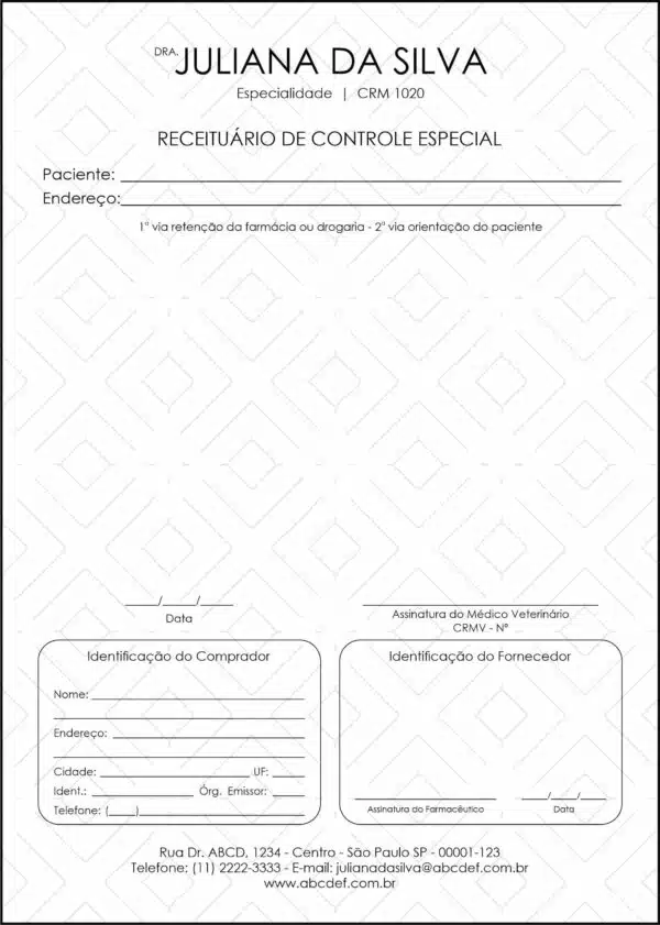 Receituário de Controle Especial Clínica Geral Cairo Receituário de Controle Especial Clínica Geral Cairo