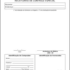 Receituário de Controle Especial Clínica Geral Assuã
