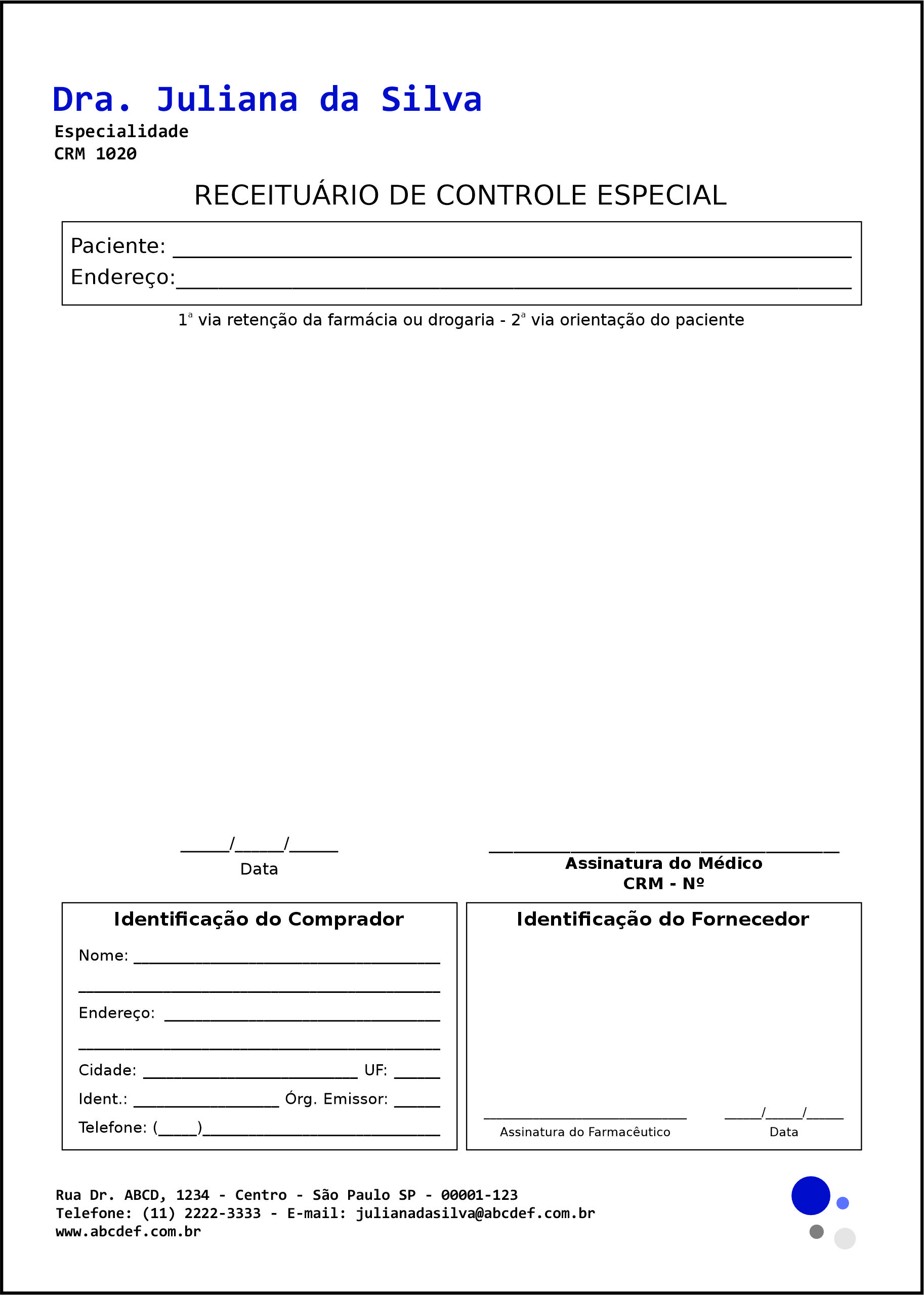 Receituário de Controle Especial Clínica Geral Assuã