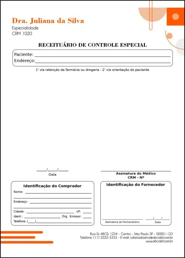 Receituário de Controle Especial Clínica Geral Guizé Receituário de Controle Especial Clínica Geral Guizé