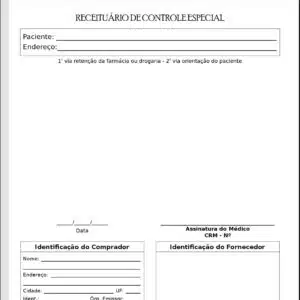 Receituário de Controle Especial Clínica Geral Saís