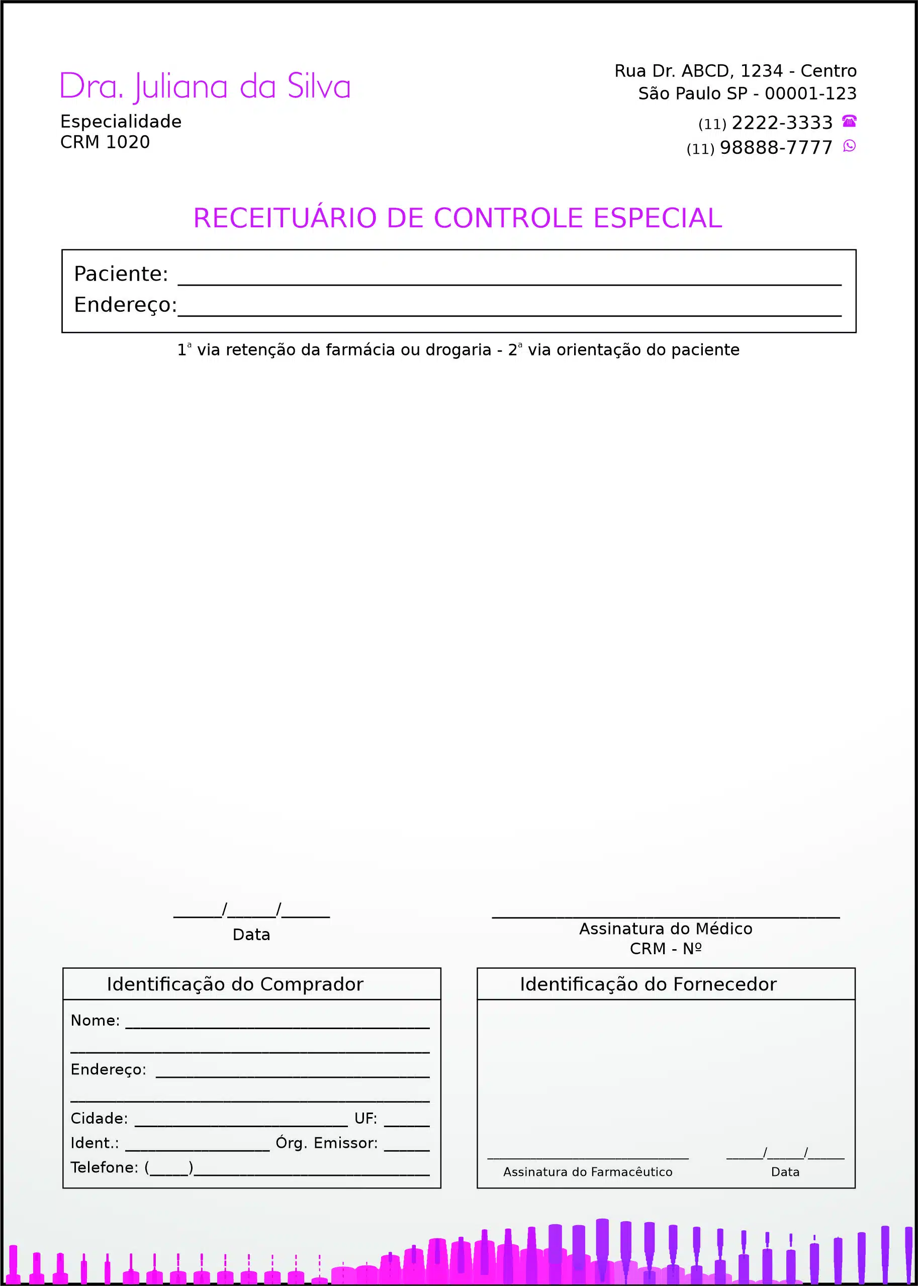 Receituário de Controle Especial Ginecologia Austin