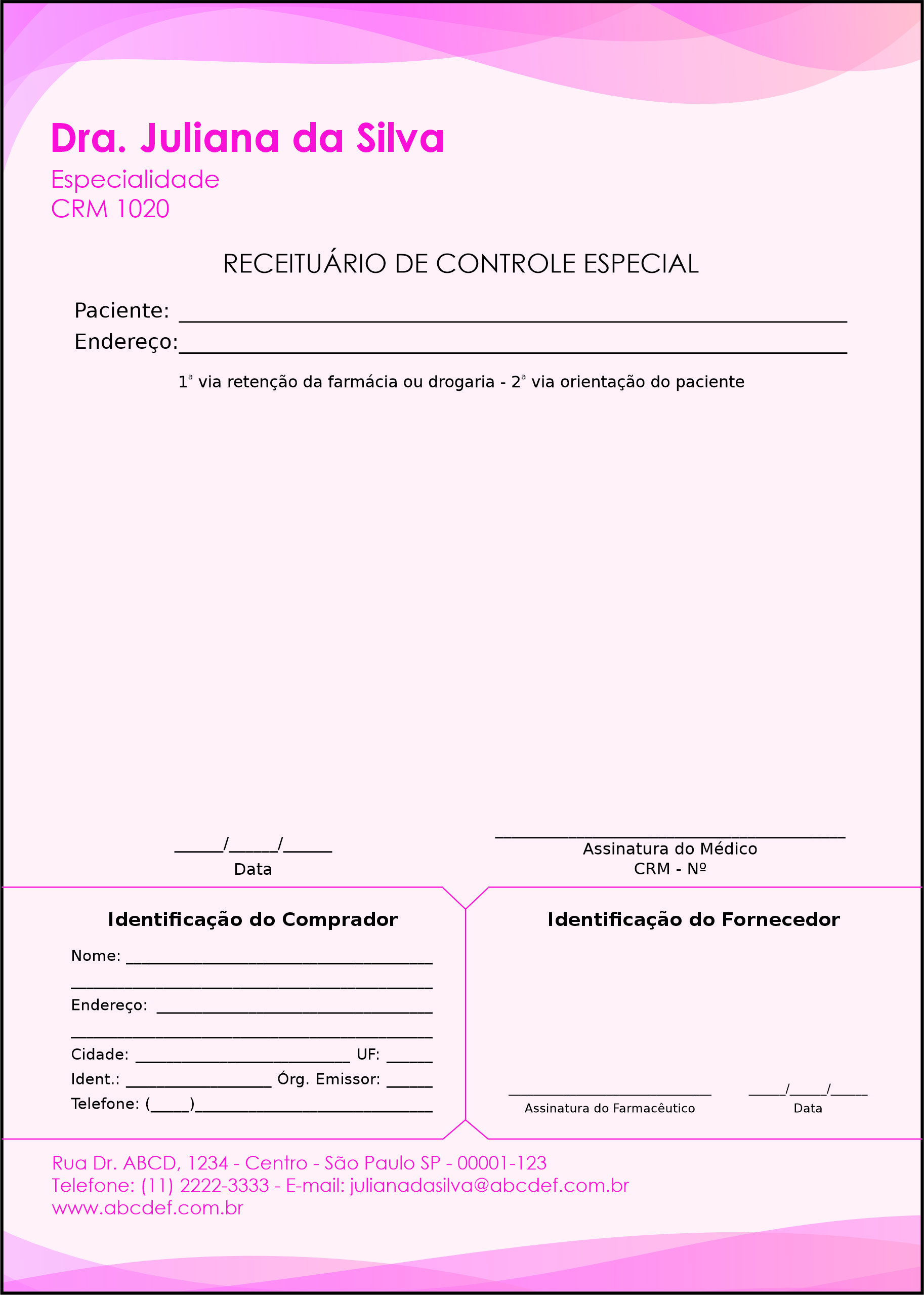 Receituário de Controle Especial Ginecologia Miami