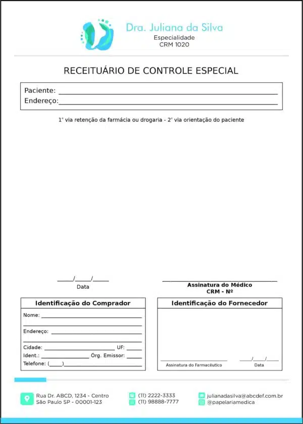 Receituário de Controle Especial Ortopedia Pireu Receituário de Controle Especial Ortopedia Pireu
