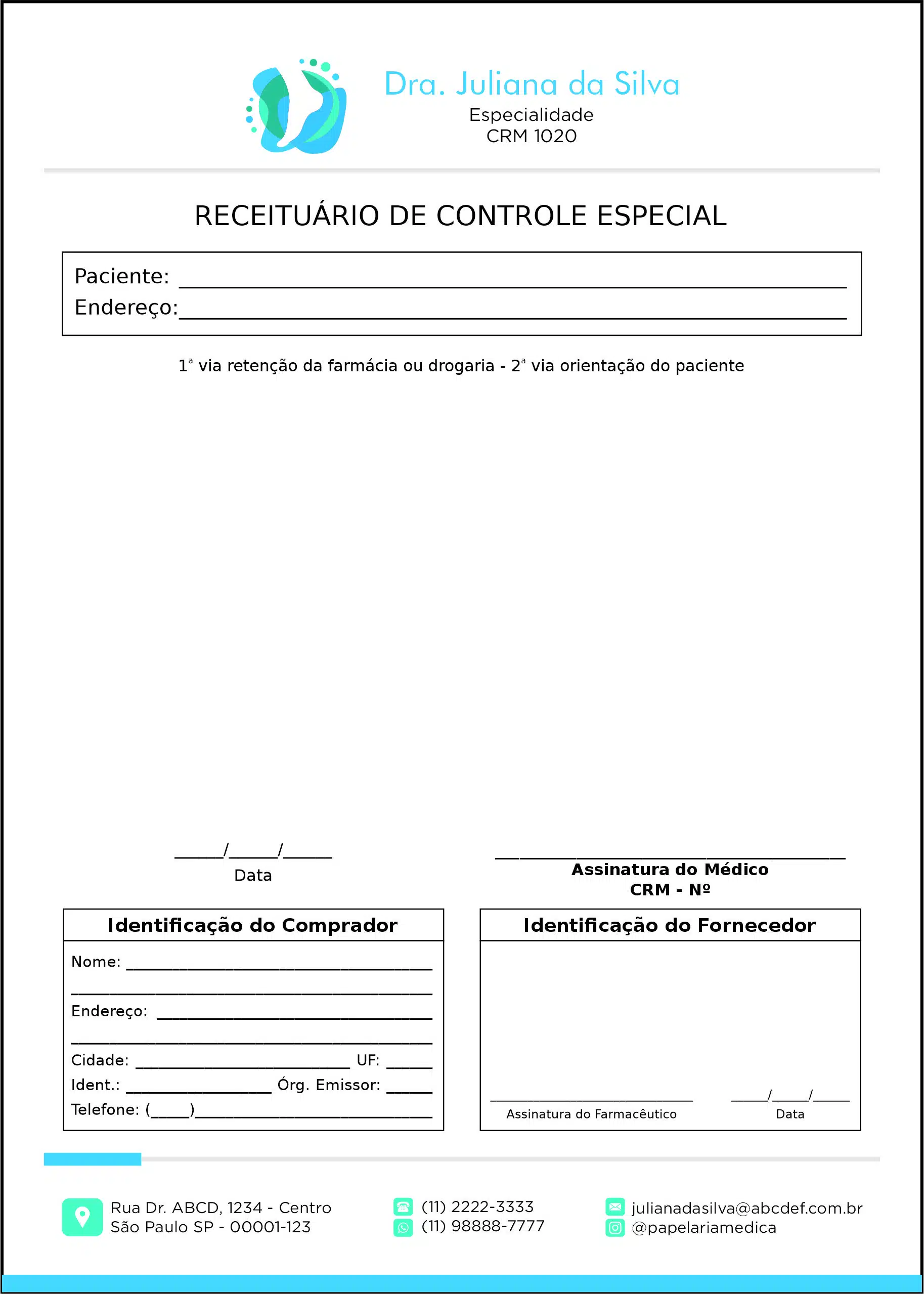 Receituário de Controle Especial Ortopedia Pireu