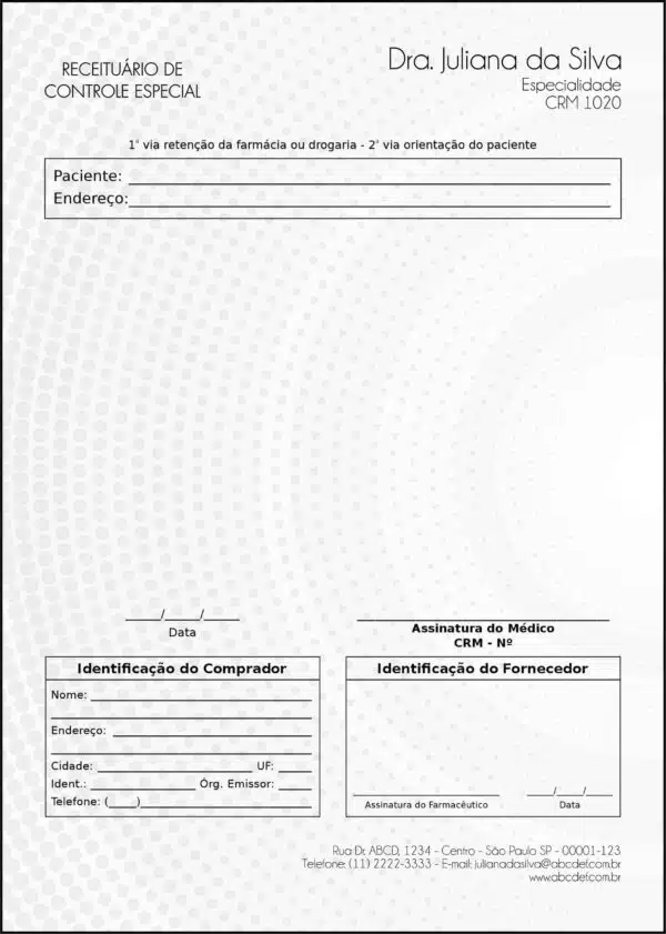 Receituário de Controle Especial Otorrinolaringologista Seville Receituário de Controle Especial Otorrinolaringologista Seville